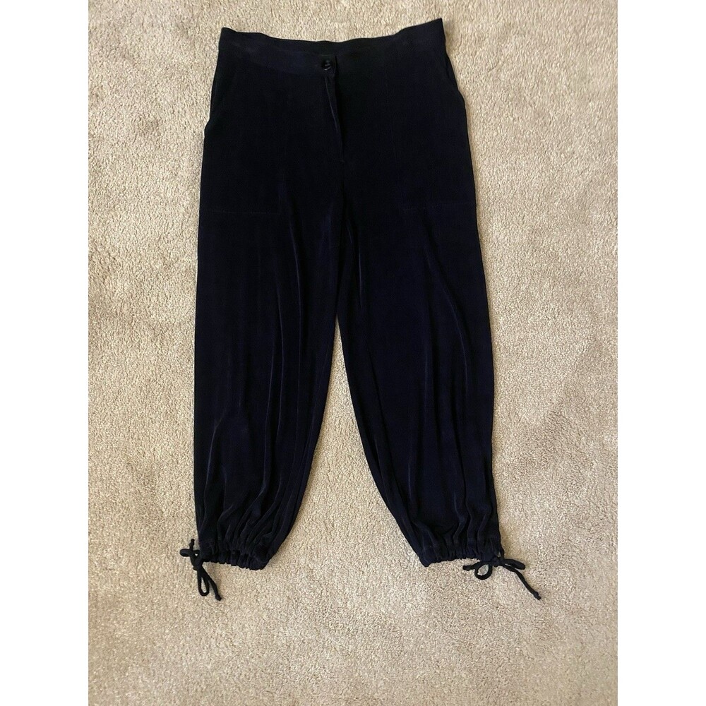 Chico's Travelers Acetate Black Crop Tie Pants Size 00